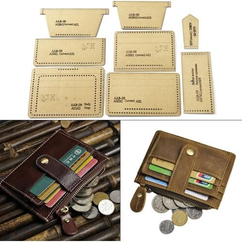 1Set DIY Kraft Paper Template New Fashion Convenience Card Package Coin Purse Leather Craft Pattern DIY Stencil Sewing Pattern
