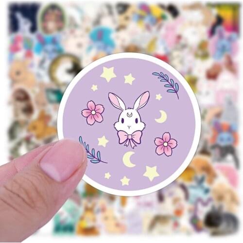 50/100pcs Cute Rabbit Stickers For Laptop Computer Adesivos Scrapbooking Material Scrapbooking Supplies Kscraft Craft Supplies