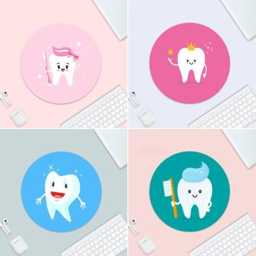 Cute Tooth Natural Keyboards Mat Rubber Gaming mousepad Desk Mat Mice Retail Small Rubber Protect Game Office Work Round