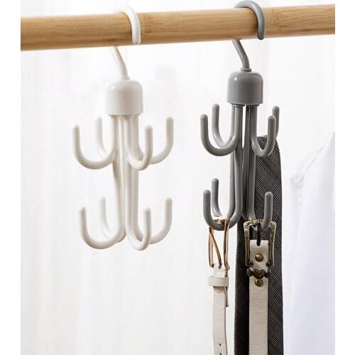 Household Foldable Double-Layer Hanger Eight-Claw Rotating Hook Scarf Silk Scarf Hanger Leather Waist Tie Shoe Storage Rack