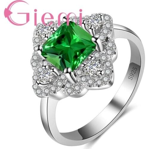 Modern Shiny 925 Sterling Silver Rings For Women Engagement Jewelry Simple Bridal Wedding Girls Dance Party Jewelry