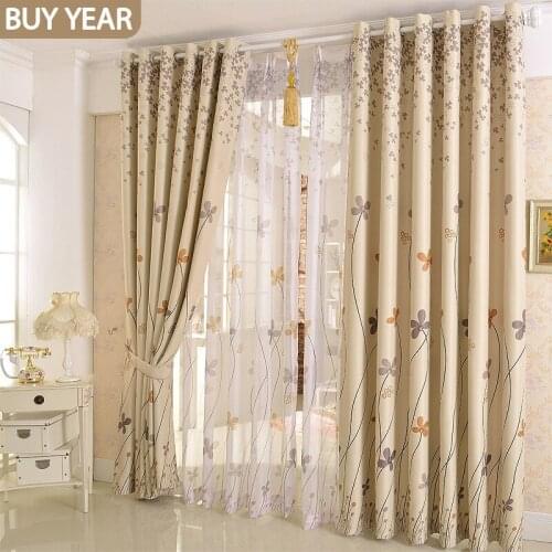 Modern Pastoral Curtains for Living Dining Room Bedroom Modern Minimalist Printing Curtains tulle Finished Product Customization