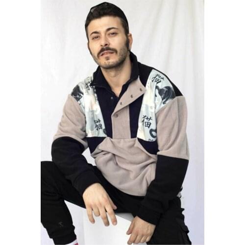 Unisex Oversize Retro Sweatshirt Vintage Sweatshirt Special Edition Sweatshirt Multicolored Sweatshirt Half Zipper Fleece