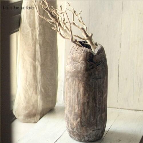 Traditional handmade decorative antique Chinese wood carving vase