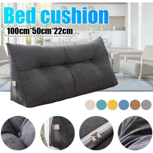 6 Colors 100cm Long Triangular Rectangle Bed Head Big Long Soft Cushion Backrest Lumbar Support Bolster Pillow For Home Office