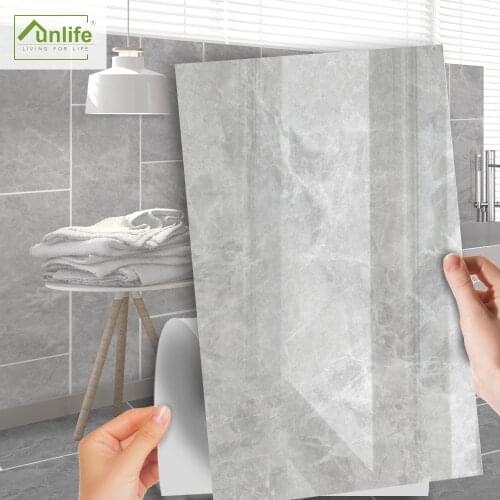 Funlife[R] NOUVELLE MAISON SERIES[TM] 30x60cm Grey Marble Waterproof Self-adhesive Tile Sticker For Floor Kitchen Bathroom Decor
