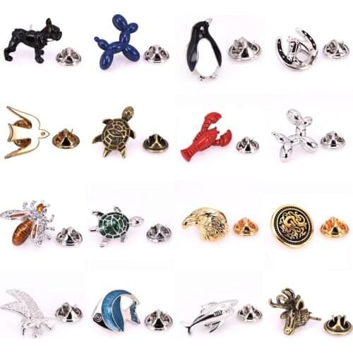High quality enamel craft interesting animal deer turtle bee fish dog horse Bird Brooch mens Lapel Pin clothing backpack Badge