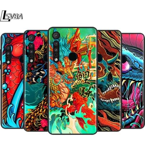 Japanese Style Monster Art For Motorola G9 G8 G Power One Fusion Edge E6 Plus Play Lite Matte Black Phone Case
