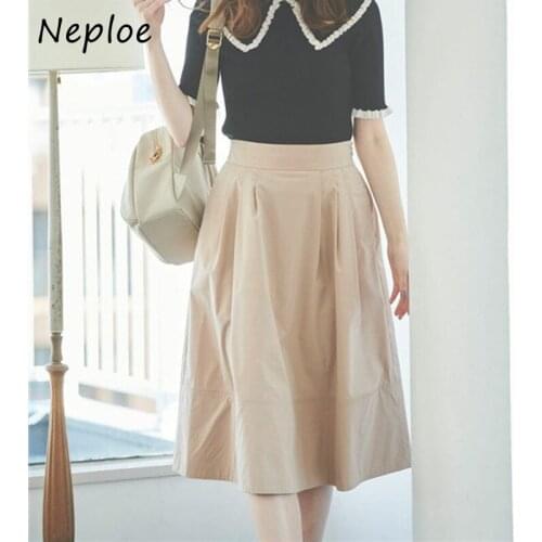 Neploe Waist High Hip Solid Skirt Women Spring Summer 2021 New All Match Jupe Femme All Match Faldas Mujer