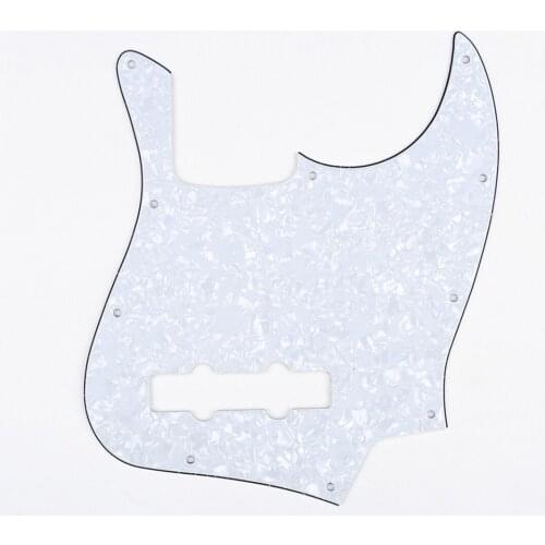 Musiclily 10 Hole J Bass Pickguard for Fender American/Mexican Made Standard Jazz Bass, 4Ply White Pearl