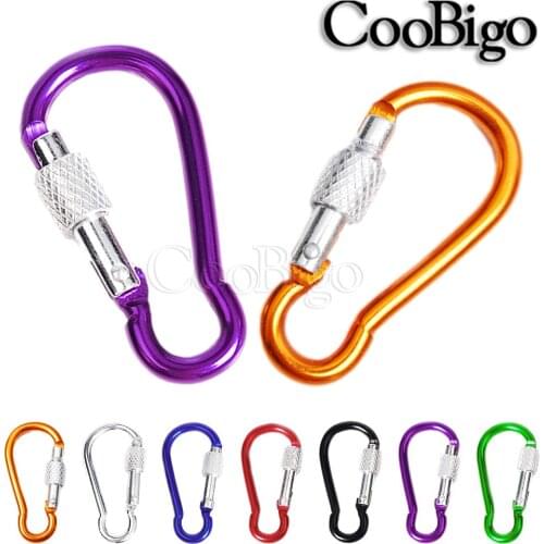 Aluminum Carabiner Clips Spring Snap Hooks D Ring Buckle Climbing Button Paracord Keychain Water Bottle Travel Kit Colorful 2pcs