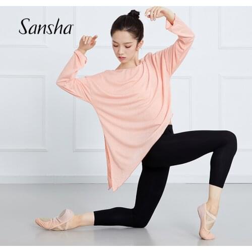 Sansha Dance Asymetric Women Tops Long Sleeve T-shirt Cloth Casual Loose Comfortable Adult Dancewear Yoga Gym Studio 70BO1004R