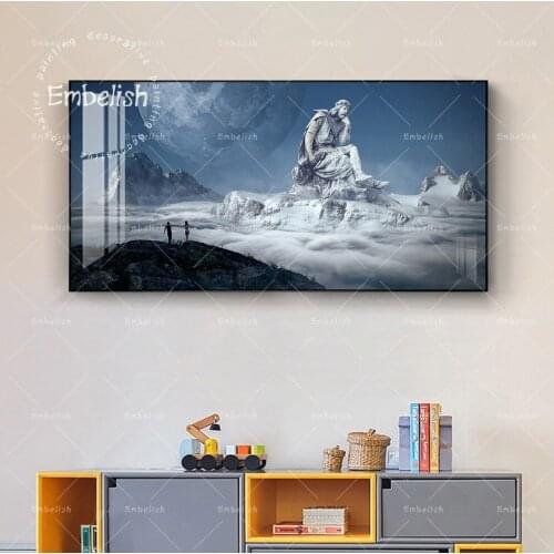 1 Pieces Abstract Cloud Space Jesus Statue Modern Home Decor Landscape God Wall Art Pictures For Living Room Canvas Paintings