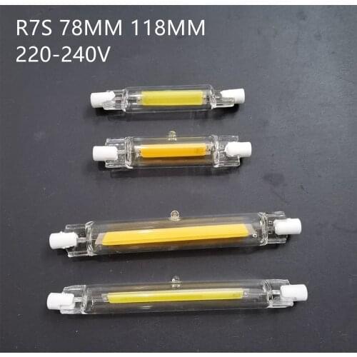 1PS LED R7S 78mm 15W 20W R7S High Powerful Spotlight 118mm 30W 40W 110V 220V COB Lamp Bulb Glass Tube Replace Halogen Lamp Light