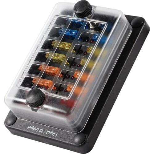 12 Way Fuse Block,ATC/ATO Blade Fuse Block Holder Box Indicator/Waterproof Fuses For Automotive Truck Boat Marine Rv Van Vehicle