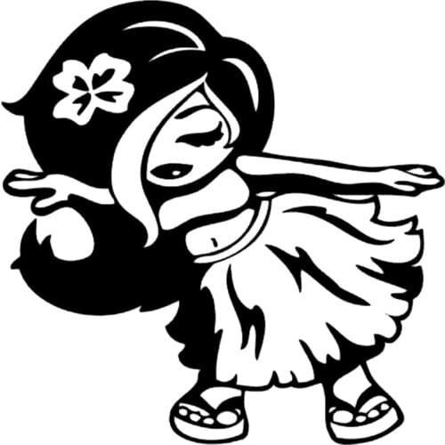 14.1cm*14.2cm Hula Girl Dancing Hawaii Fashion Stickers Decals Vinyl