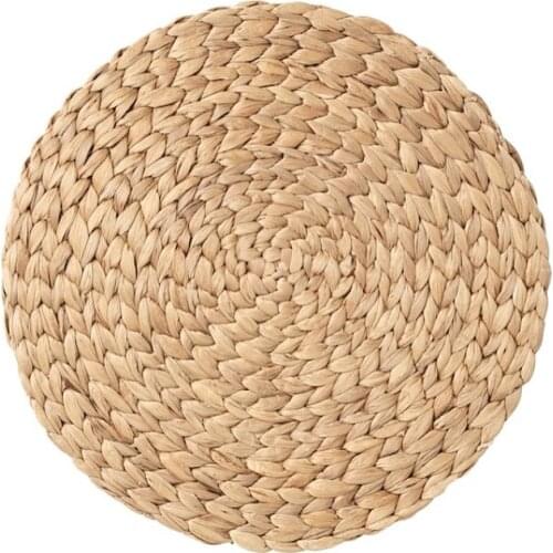 2-4-6 PC Round Rattan Placemat Natural Straw Woven Dining Table Mats Heat Insulation Pot Holder Cup Coasters Kitchen Accessories