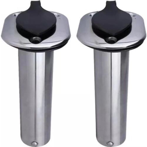 2Pcs Boat Stainless Steel Fishing Rod Holder Flush Mount 90 Degree with PVC Cap,Inner Tube and Gasket
