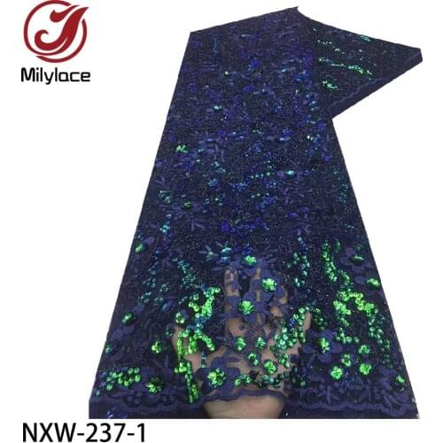 2020 High Quality Lace Embroidered French Tulle Sequins Lace Bridal African 3D Lace Fabric for Wedding NXW-237