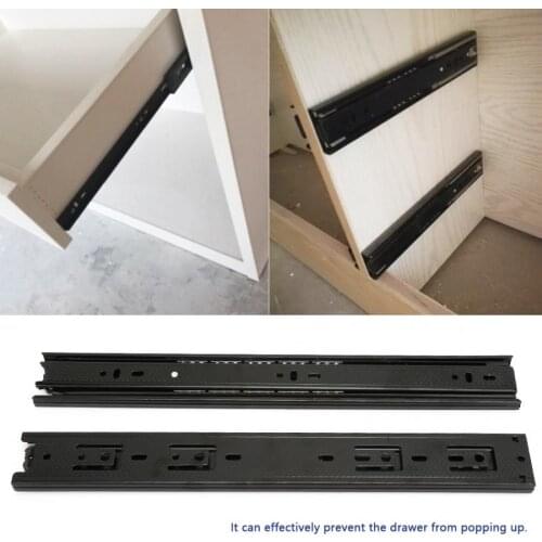 3-Section Steel Drawer Slides Steel Ball Bearing Slide Runners for Keyboard Cabinet Cupboard Drawer Damping Buffer Soft Close