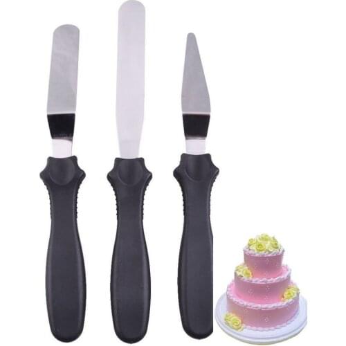 3pcs/set Angled Straight Spatula Blade Icing Cream Spread Fondant Cake Decorating Cutter Set Baking Pastry Tools Spatulas