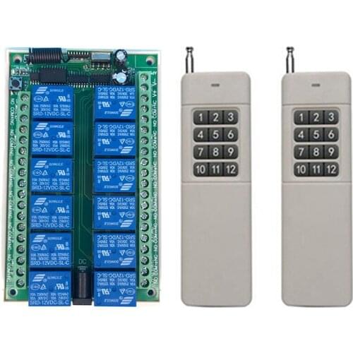 3000m DC 2V 24V 12CH 12 CH Wireless Remote Control LED Light Switch Relay Output Radio RF Transmitter And 433 MHz Receiver