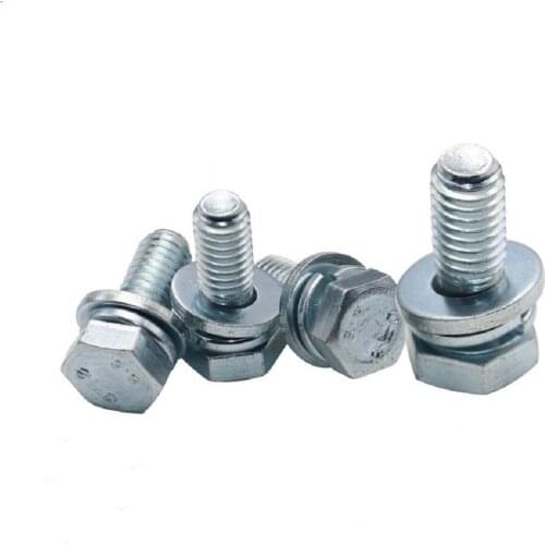 50/20PCS M10 M12 GB9074.17 Galvanized Hexagon Head Bolt Spring Lock Washer And Plain Washer And Nut Assemblies