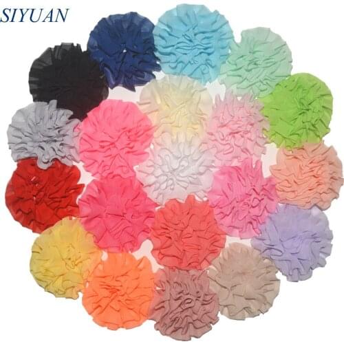 50pcs/lot 3 inch Ruffled Chiffon Flower With Alligator Hair Clip Women/Girl Fashion Headwear Accessories TH259