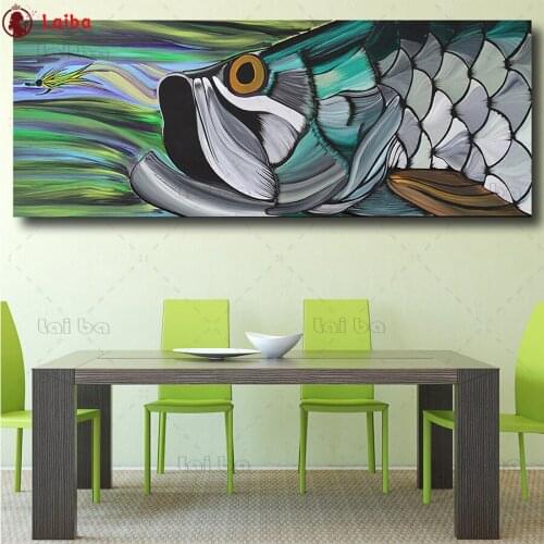 Photo custom Abstract art, fish chasing food diy diamond embroidery diamond painting full square round drill diamond mosaic art