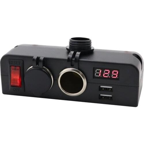 AOC4100 3-in-1 Cigarette Lighter Socket & USB Car Charger & Voltmeter Multi-function Cigarette Lighter Female Socket