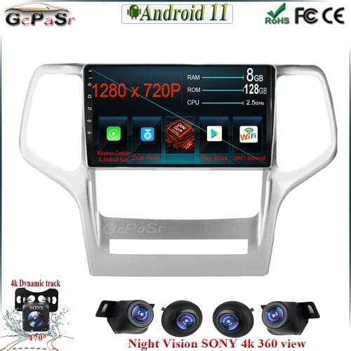 6G+128G Android 11 Car Radio Player for Jeep Grand Cherokee WK2 2008-2013 Multimedia Player WIFI DSP Radio 2 Din No DVD Player