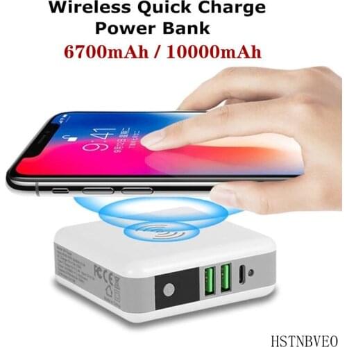 Wireless Quick Charge Power Bank For iPhone Xiaomi Protable Travel Phone Battery Charger External Dual USB Power Charger