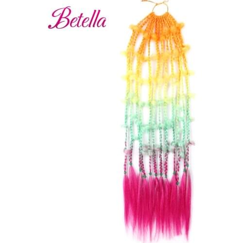 Betella Elastic Rubber Band Hair Ponytail Girls Braided Box Colored Rope Headdress Kids Hair Crochet Braids Hair