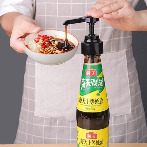 Household Oyster Sauce Plastic Pump Push-type Spice Tools Oil Bottle Pressure Nozzle Kitchen Accessories Supplies Black/White