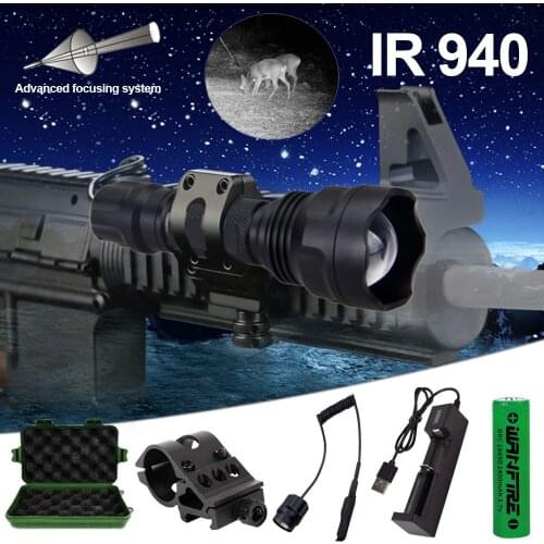 C8 lens zoom infrared flashlight 940usb rechargeable long-range strong light LED flashlight outdoor household 850