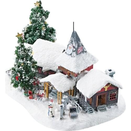 DIY 3D Metal Model Building Kit Christmas Village House with Santa Claus Dollhouse Miniature With Light Toys for Girls Gifts