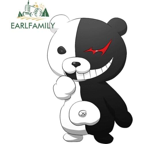 EARLFAMILY 13cm x 8.6cm Sunscreen Decal for Danganronpa Monokuma Funny Car Stickers Windshield Surfboard JDM Graffiti Graphics