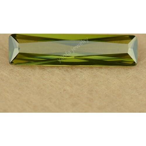 Hot Sale 3x7~5X20 Olive Green Color Lengthen Rectangle Shape Princess Cut Gems Synthesis Cubic Zirconia Peridot Loose CZ Stone