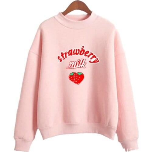 Harajuku Kawaii Strawberry Hoodie Sweatshirt Women 2020 Korean Fashion Kpop Street Style Sweatshirts Schoolgirl Streetwear