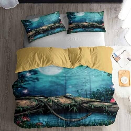 HELENGILI 3D Bedding Set Forest dreamland Print Duvet cover set lifelike bedclothes with pillowcase bed set home Textiles #2-01