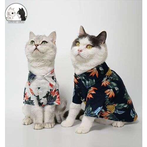 Summer Pet Cat Clothes Cat Dogs Coat Jackets Flower Breathable Shirt Puppy Pet Overalls Costume Cat Spring Clothing Pet Outfits