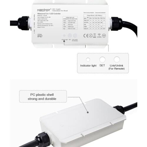 Miboxer LS2-WP 5 IN 1 Smart Led Controller LS2 IP67 Waterproof DC12V 24V For Single Color /CCT/RGB/RGBW/RGB+CCT Led Strip Light