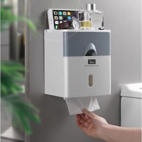 Fashion Paper Holder Case Bathroom ABS Material Water Proof Nail Free Phone holder Paper Holder Accessories