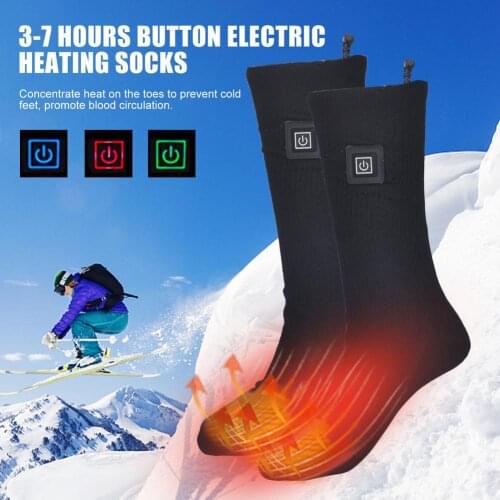 Button Electric Heating Socks Rechargeable Battery Powered Winter Warm Outdoor Skiing Cycling Socks Thermal Socks Fishing