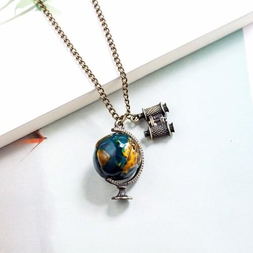 Woman Necklace Jewelry Statement necklaces & pendants long Necklaces Vintage Telescope & Globe Necklace for Women collares 2020