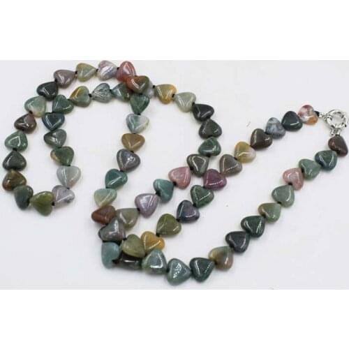 India agate green heart 12mm necklace 30inch wholesale beads nature FPPJ woman 2017