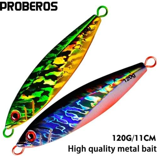 1PC Jigging Lead without Ise Nepal Hooks 120G/11CM Metal Jig Fishing Lure 7 Colors Paillette Knife Wobbler Artificial Hard Bait