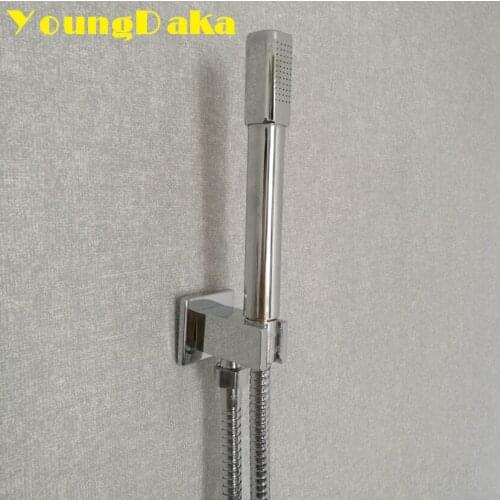 Brass Chrome handheld Shower Head With Shower Head Holder & Inlet Water Valve Water Saving Shower Sprayer Shower Arm Set