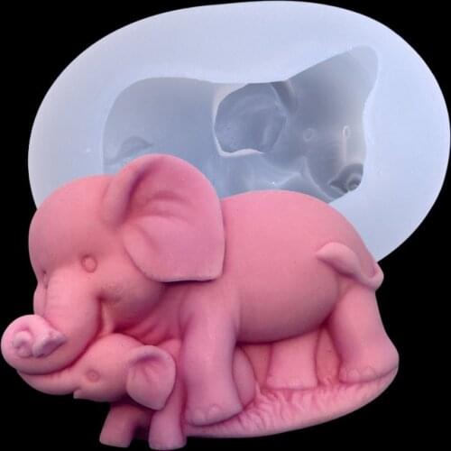 Elephant Mom and baby silicone mold DIY Making Homemade Animal Cake Mould 3D Plain Soap Mold Form Tray Baking Tools