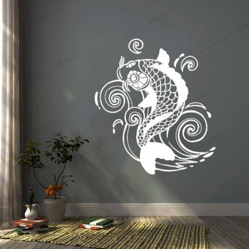 Koi Carp Fish Wall Sticker Vinyl Home Decor Living Room Asian Style Zen Japanese Decals Bedroom Bathroom Murals Wallpaper CX842